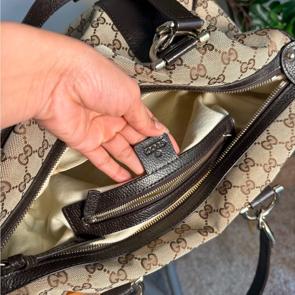 Gucci Beige and Dark Brown Satchel - Picture 3 of 4